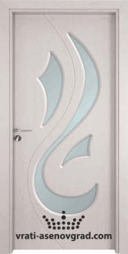 Стъклена интериорна врата Гама 203, цвят Перла